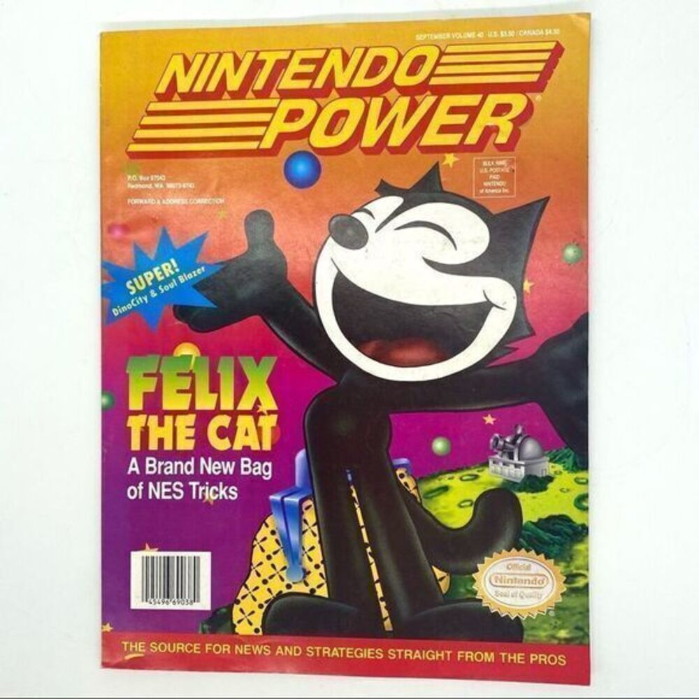 Nintendo Power Magazine September 1992 #40 Felix The Cat With Spider-Man Poster